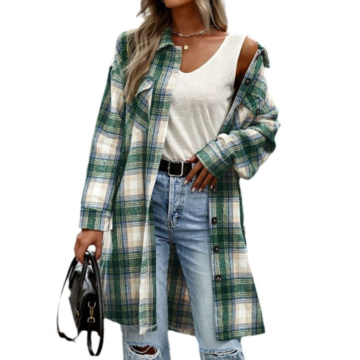 Damernas långärmad skjortjacka i rutmönster med stora fickor Eva Jonsson-Eva Jonsson