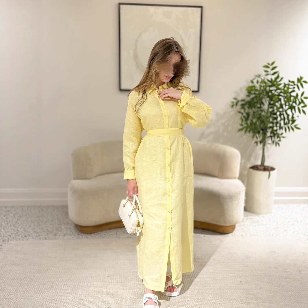 Damernas långärmad skjortklänning med midjebälte och knapplist Eva Jonsson-Eva Jonsson