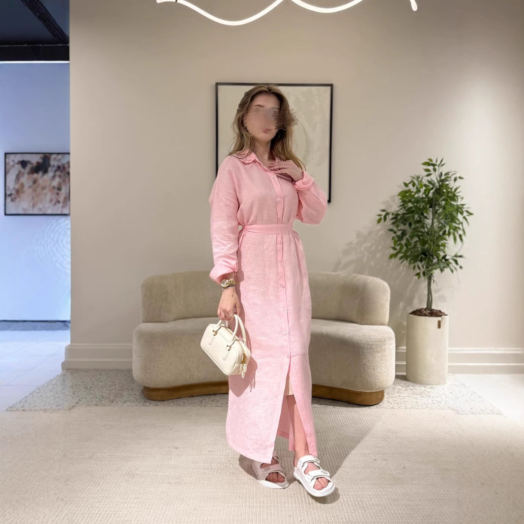 Damernas långärmad skjortklänning med midjebälte och knapplist Eva Jonsson-Eva Jonsson