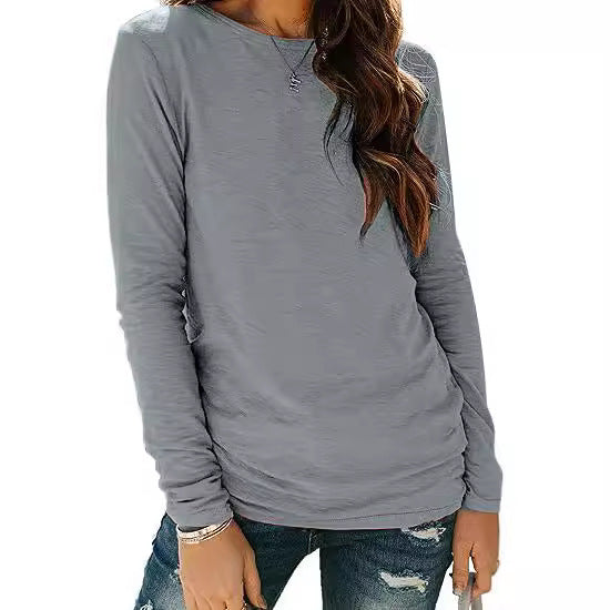 Damernas långärmad t-shirt i högkvalitativ bomull med rundhalsringning Eva Jonsson-Eva Jonsson