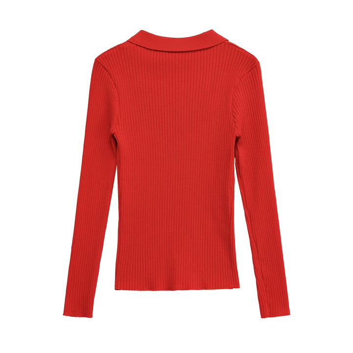 Damernas långärmad t-shirt med V-hals och dekorativa fickor Mirla-Eva Jonsson