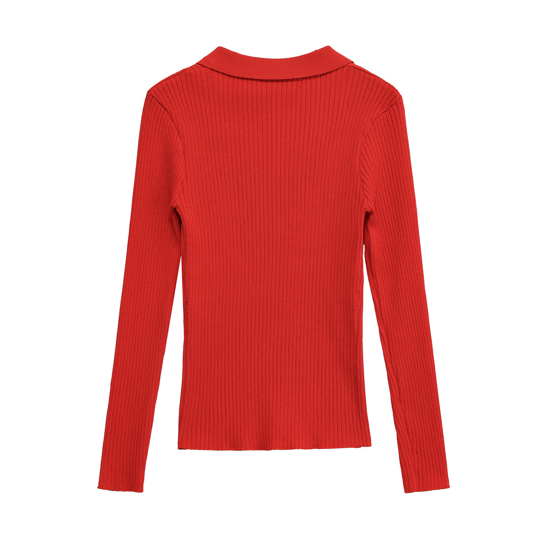 Damernas långärmad t-shirt med V-hals och dekorativa fickor Mirla-Eva Jonsson