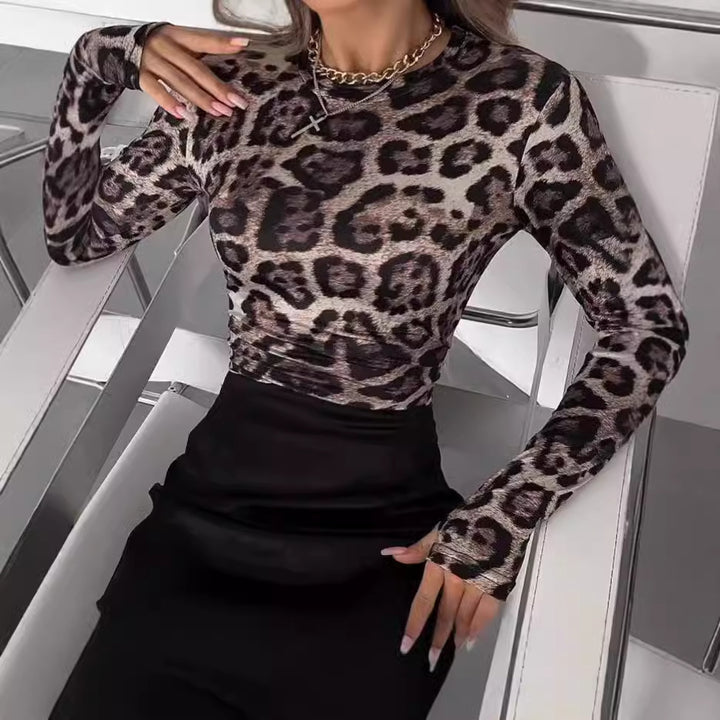 Damernas långärmad topp med djurmönster och figursydd skärning Eva Jonsson-Eva Jonsson