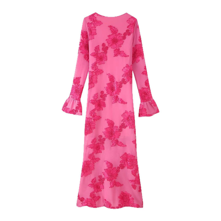 Damernas långärmade blommig klänning Eva Jonsson-Eva Jonsson