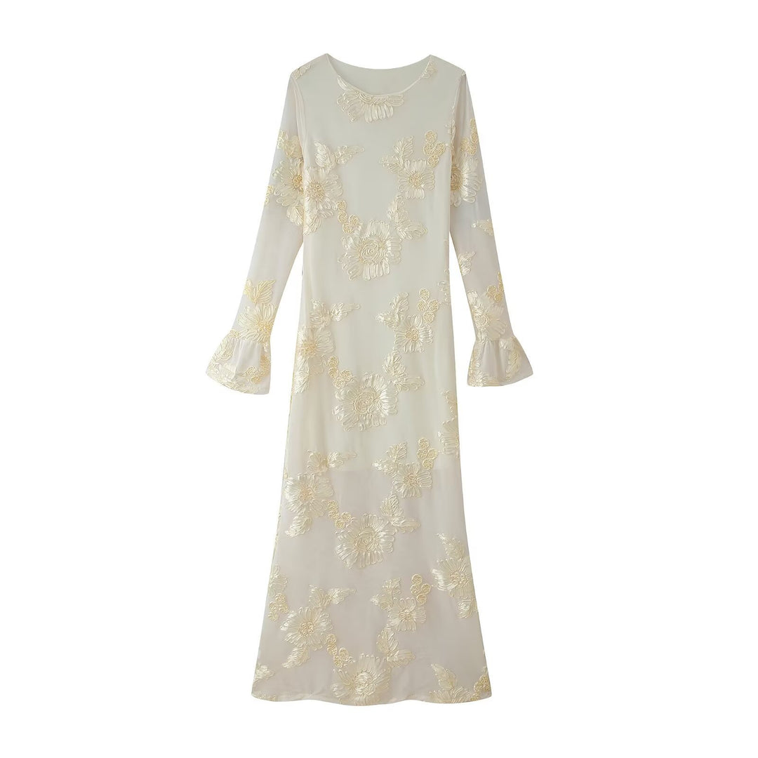 Damernas långärmade blommig klänning Eva Jonsson-Eva Jonsson