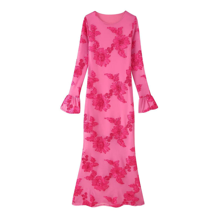 Damernas långärmade blommig klänning Eva Jonsson-Eva Jonsson