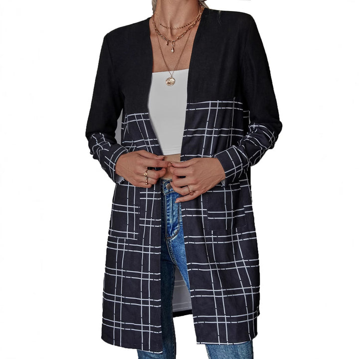 Damernas längre blazer med grafiskt rutmönster Mirla-Eva Jonsson