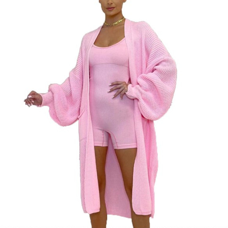 Damernas långstickad jacka med grov maskstruktur och praktiska fickor Eva Jonsson-Eva Jonsson