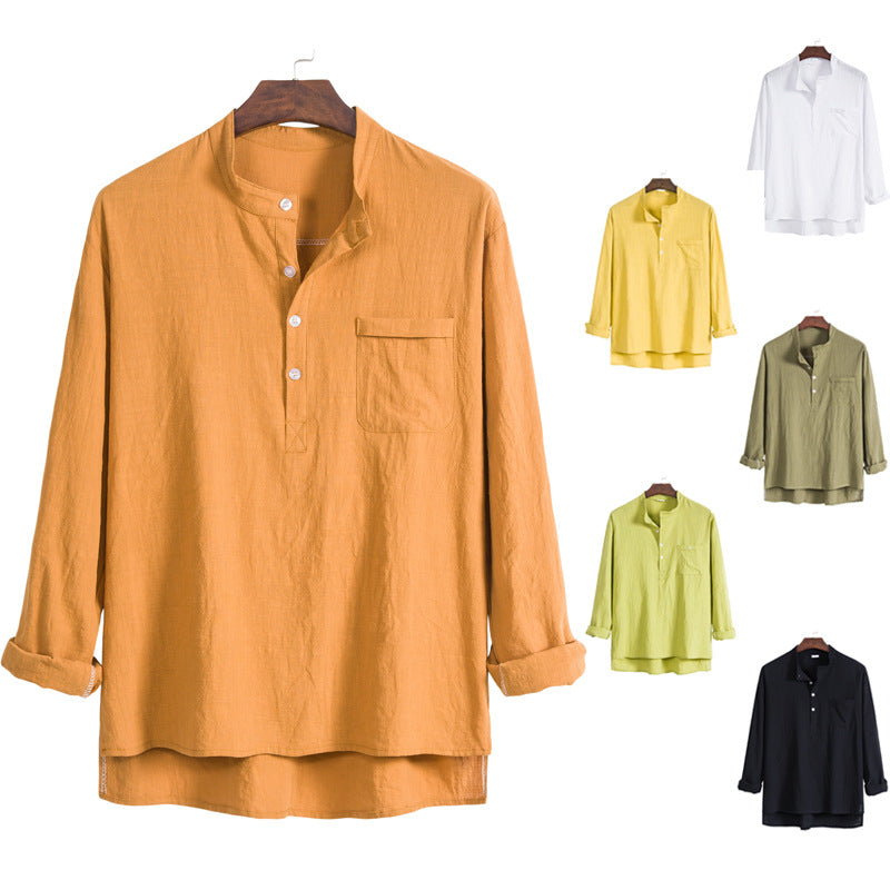 Damernas lätta långärmad blus med modern Henley-utsärning och praktisk bröstficka Mirla-Eva Jonsson