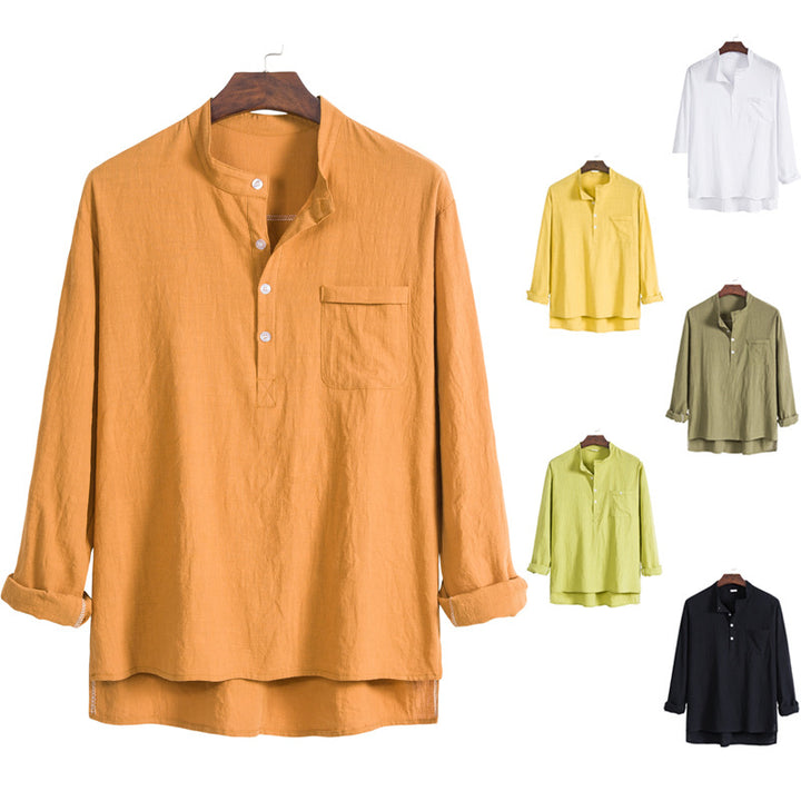 Damernas lätta långärmad blus med modern Henley-utsärning och praktisk bröstficka Mirla-Eva Jonsson