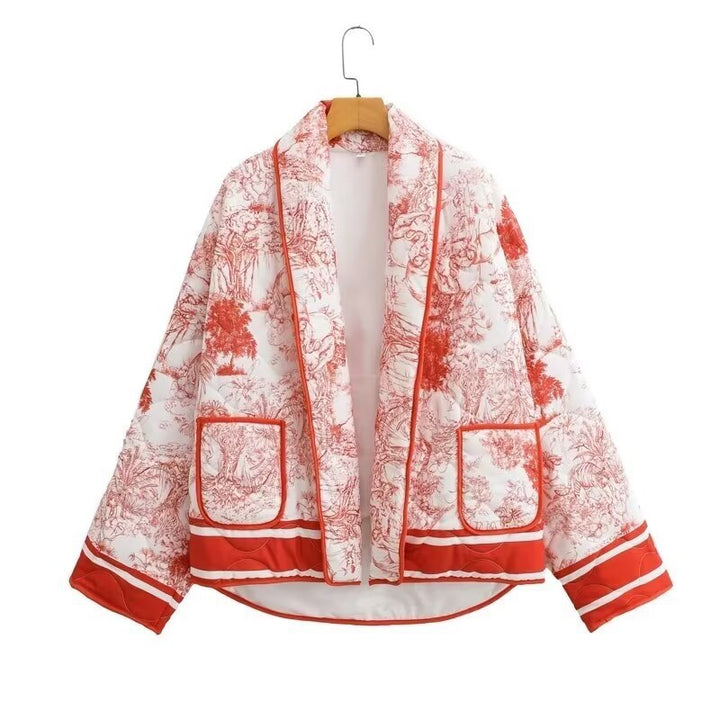 Damernas lätta quiltade jacka i botanisk design med stora fickor Mirla-Eva Jonsson