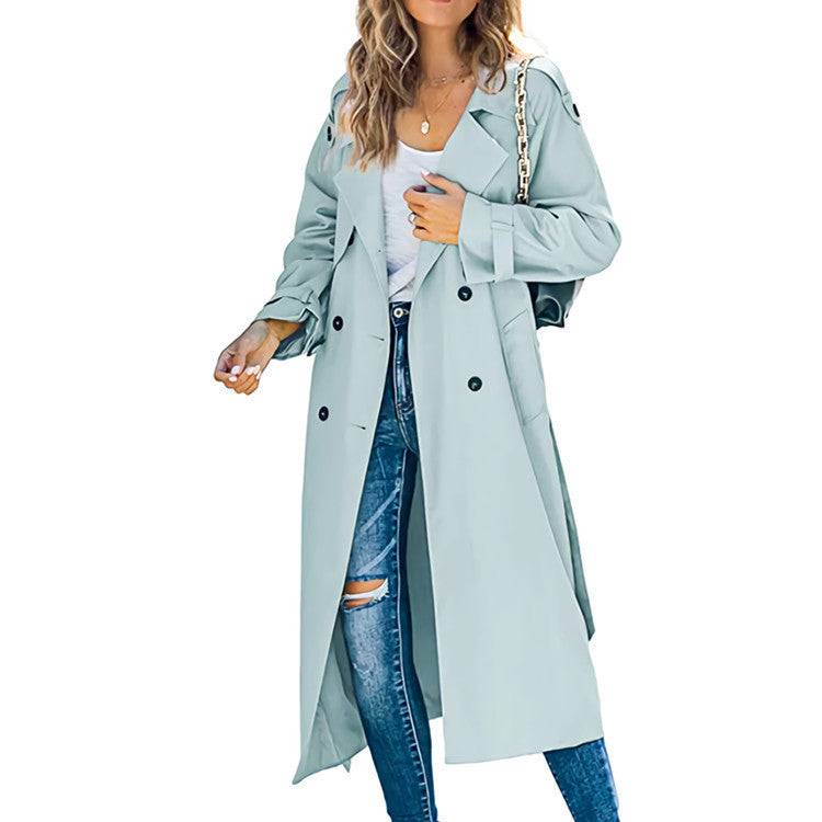 Damernas ledig Trenchcoat med bältesdesign och stiliga knappar Eva Jonsson-Eva Jonsson