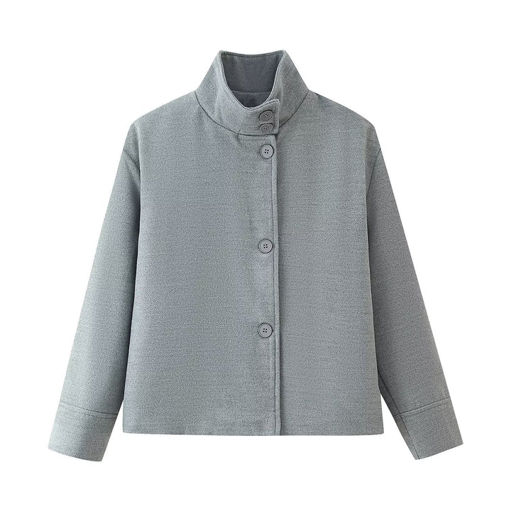 Damernas lediga övergångsjacka med snygg ståkrage och dekorativa knapparDETALJER Eva Jonsson-Eva Jonsson