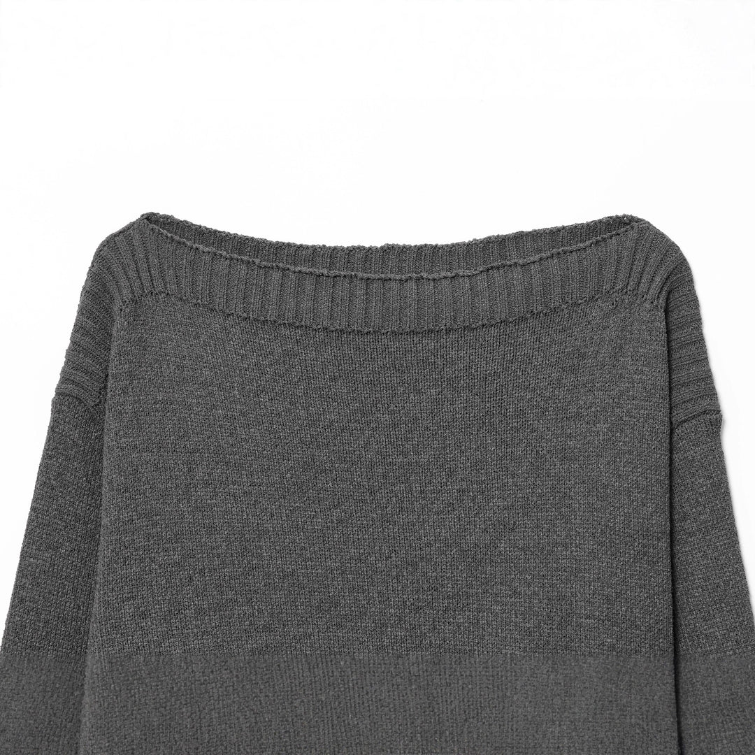 Damernas lediga stickad tröja med bred krage och kontrasterande mudd Eva Jonsson-Eva Jonsson