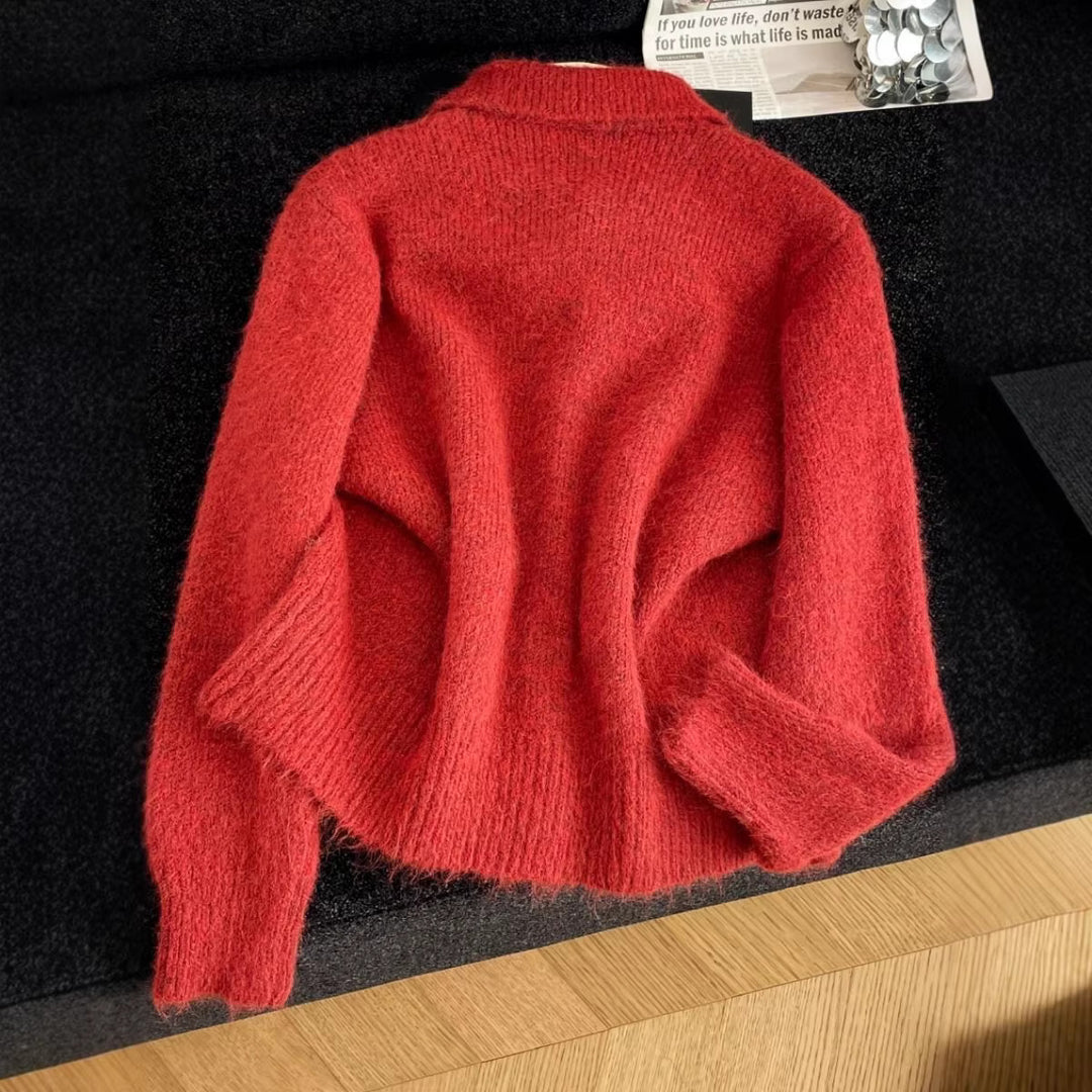 Damernas lekfulla cardigan med stor krage Mirla-Eva Jonsson
