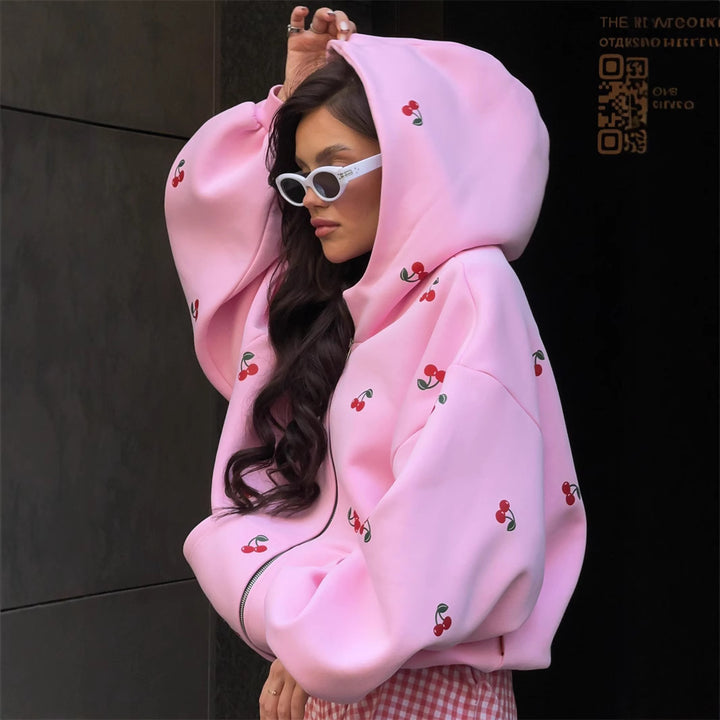 Damernas lekfulla hoodie med dragkedja Eva Jonsson-Eva Jonsson