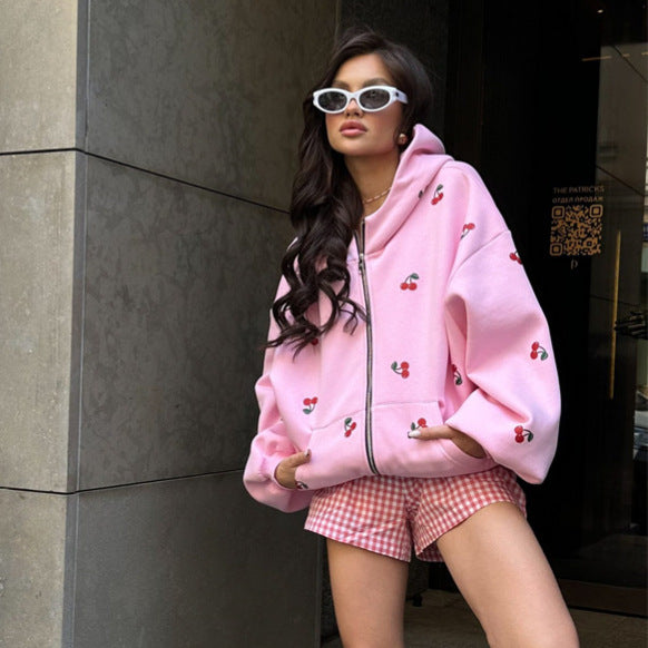 Damernas lekfulla hoodie med dragkedja Eva Jonsson-Eva Jonsson