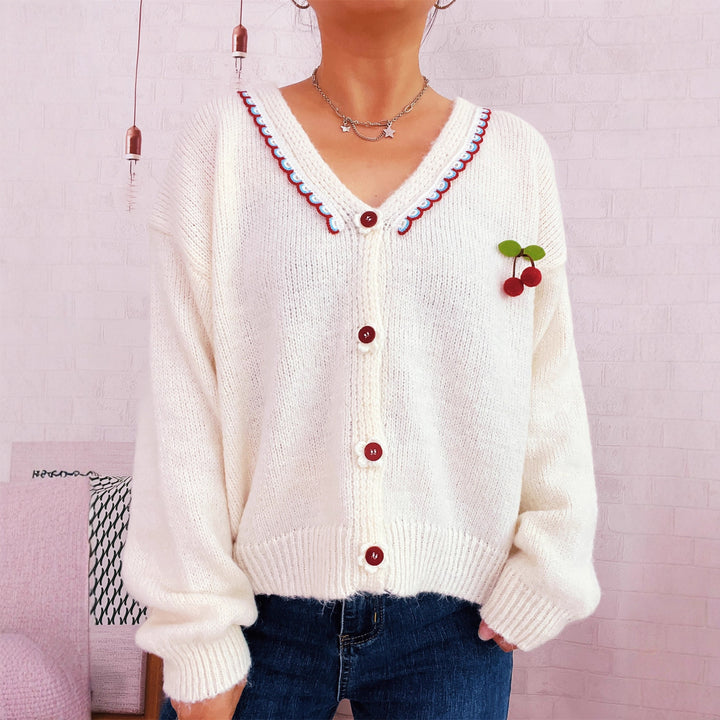 Damernas lekfulla kofta med färgglad knappdesign och hög komfort Eva Jonsson-Eva Jonsson