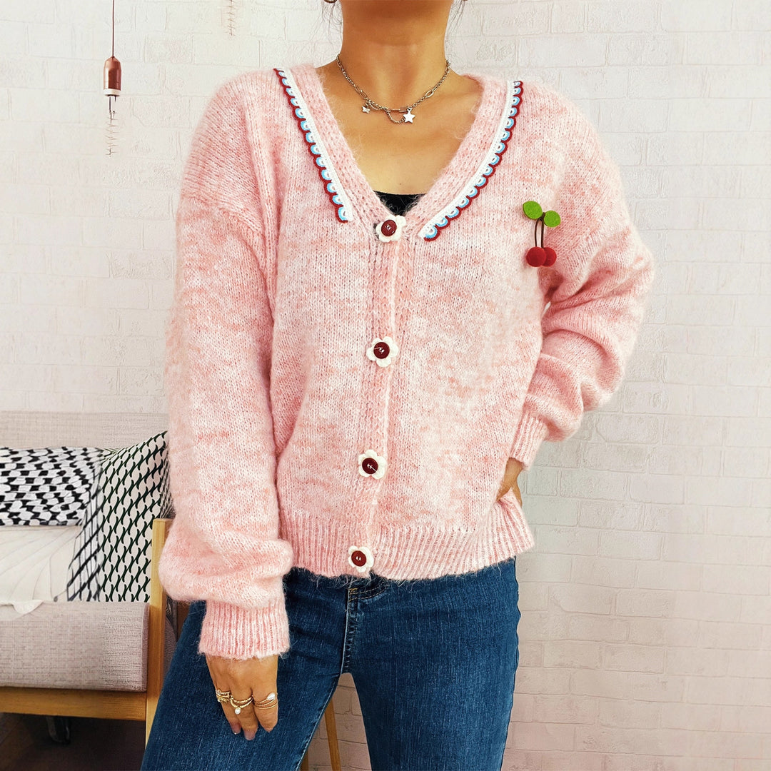 Damernas lekfulla kofta med färgglad knappdesign och hög komfort Eva Jonsson-Eva Jonsson