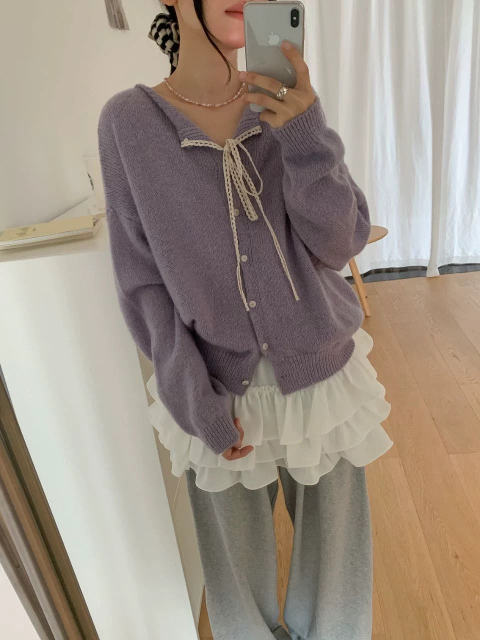 Damernas lekfulla kofta med slöjdprydnad Eva Jonsson-Eva Jonsson