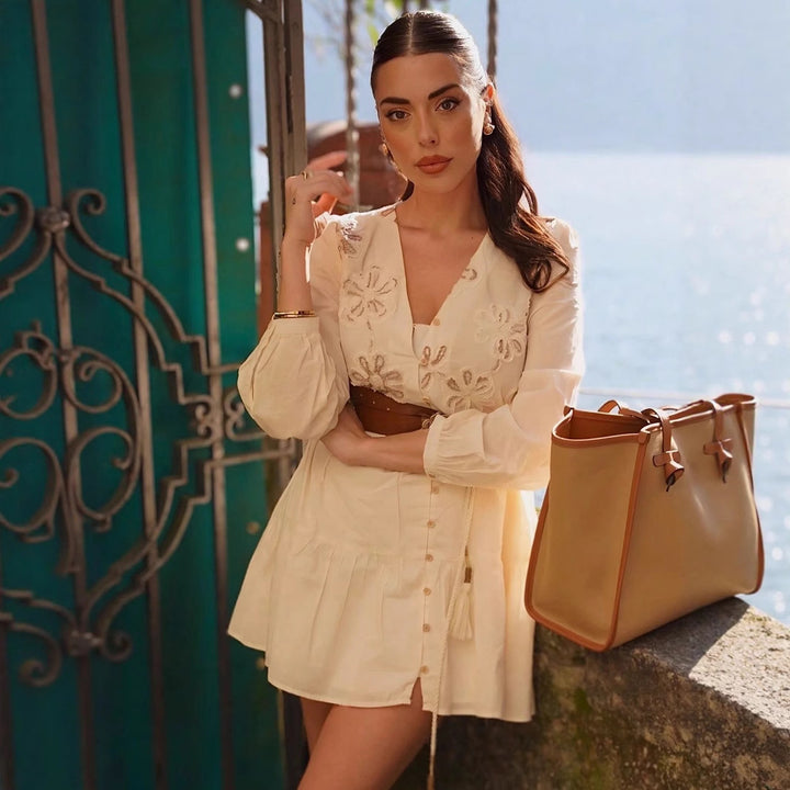 Damernas lekfulla maxiklänning med blommönster och midjeresår Eva Jonsson-Eva Jonsson