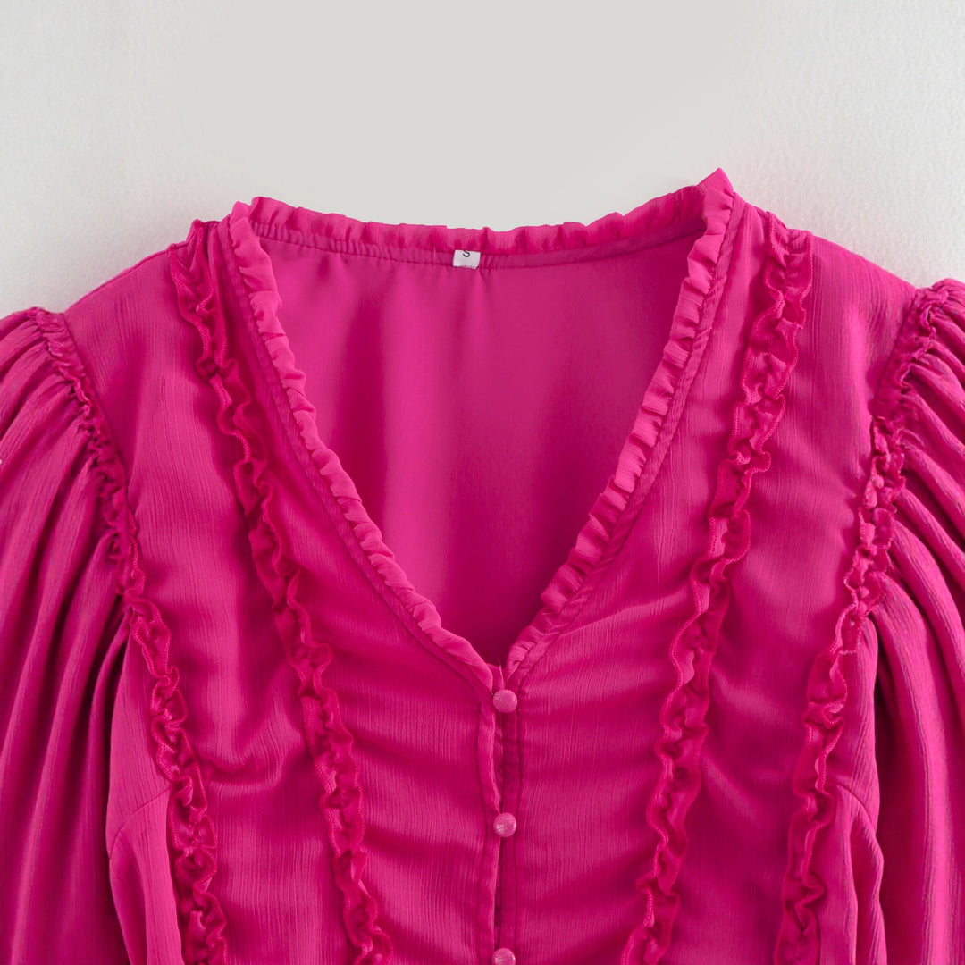 Damernas lekfulla miniklänning med volangdetaljer och midjebälte Eva Jonsson-Eva Jonsson