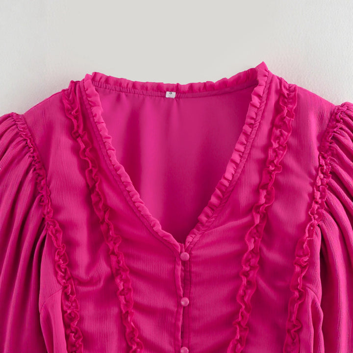 Damernas lekfulla miniklänning med volangdetaljer och midjebälte Eva Jonsson-Eva Jonsson