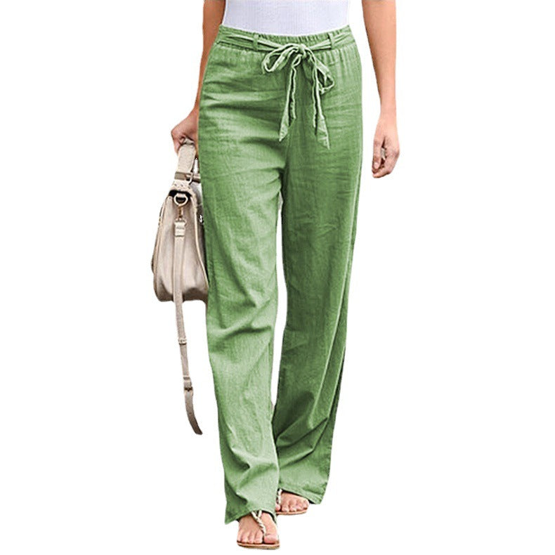 Damernas linnebyxor med elastisk midja och knytbälte Eva Jonsson-Eva Jonsson