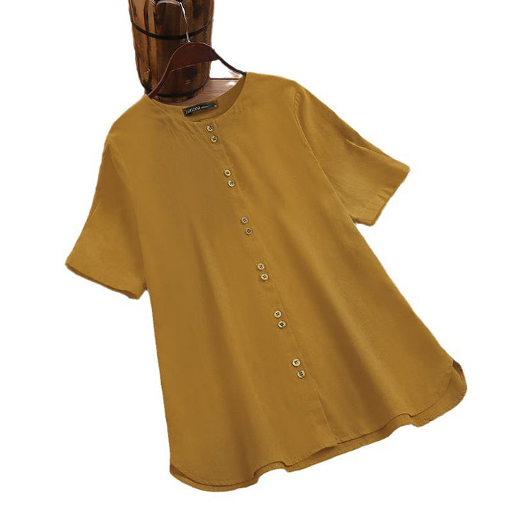 Damernas linneskjorta med knappbar utskärning och avslappnad passform Eva Jonsson-Eva Jonsson