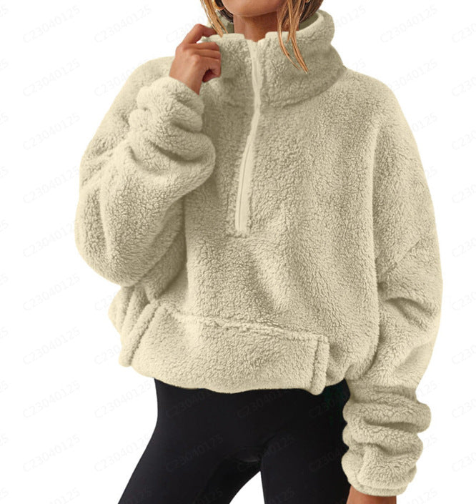 Damernas lös fleece-tröja med hög krage Mirla-Eva Jonsson