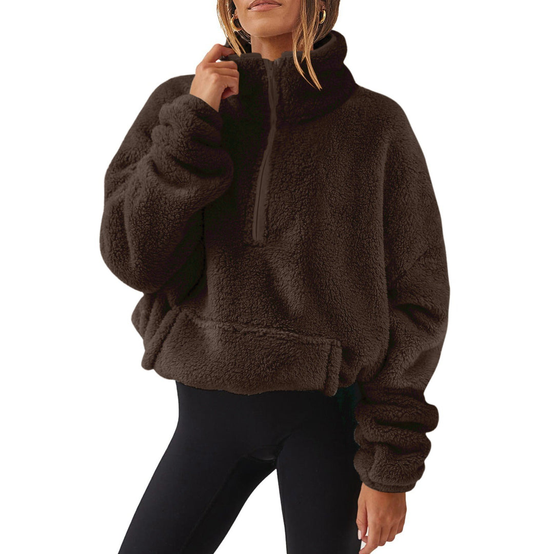 Damernas lös fleece-tröja med hög krage Mirla-Eva Jonsson