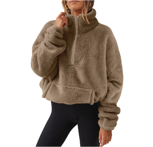 Damernas lös fleece-tröja med hög krage Mirla-Eva Jonsson