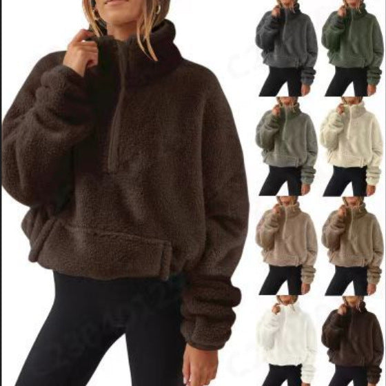 Damernas lös fleece-tröja med hög krage Mirla-Eva Jonsson