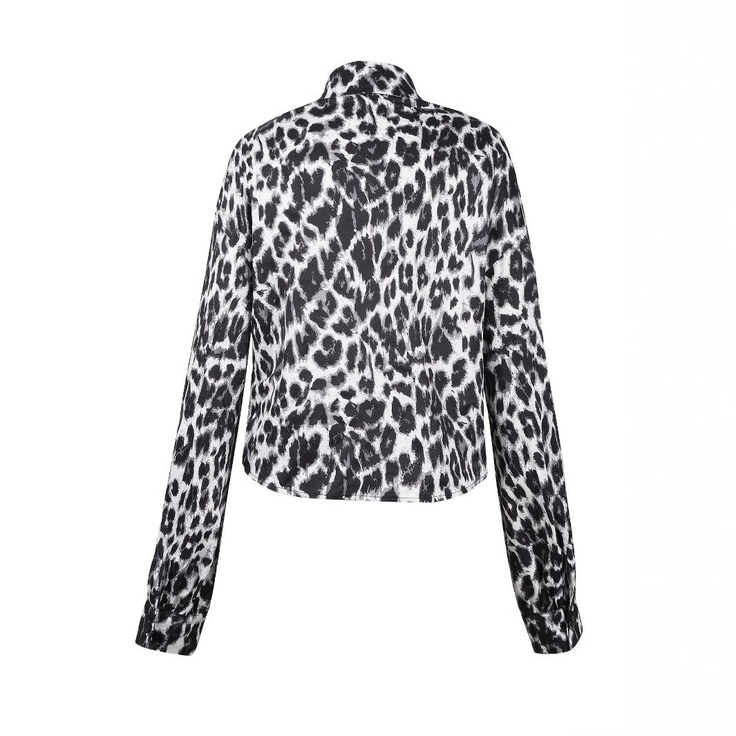 Damernas lösa djurmönster blusshirt med knut Eva Jonsson-Eva Jonsson