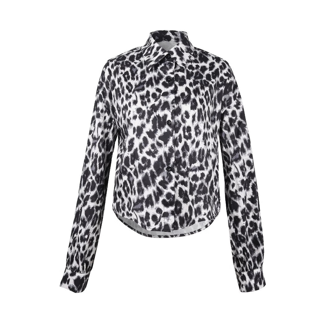 Damernas lösa djurmönster blusshirt med knut Eva Jonsson-Eva Jonsson
