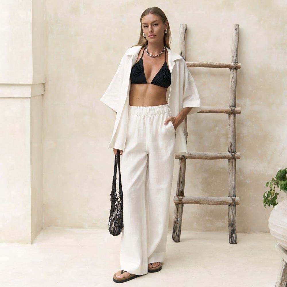 Damernas lösa och andningsbara linnekostymset Eva Jonsson-Eva Jonsson