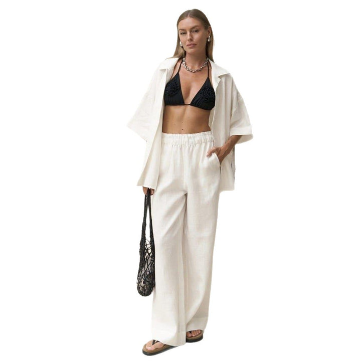 Damernas lösa och andningsbara linnekostymset Eva Jonsson-Eva Jonsson