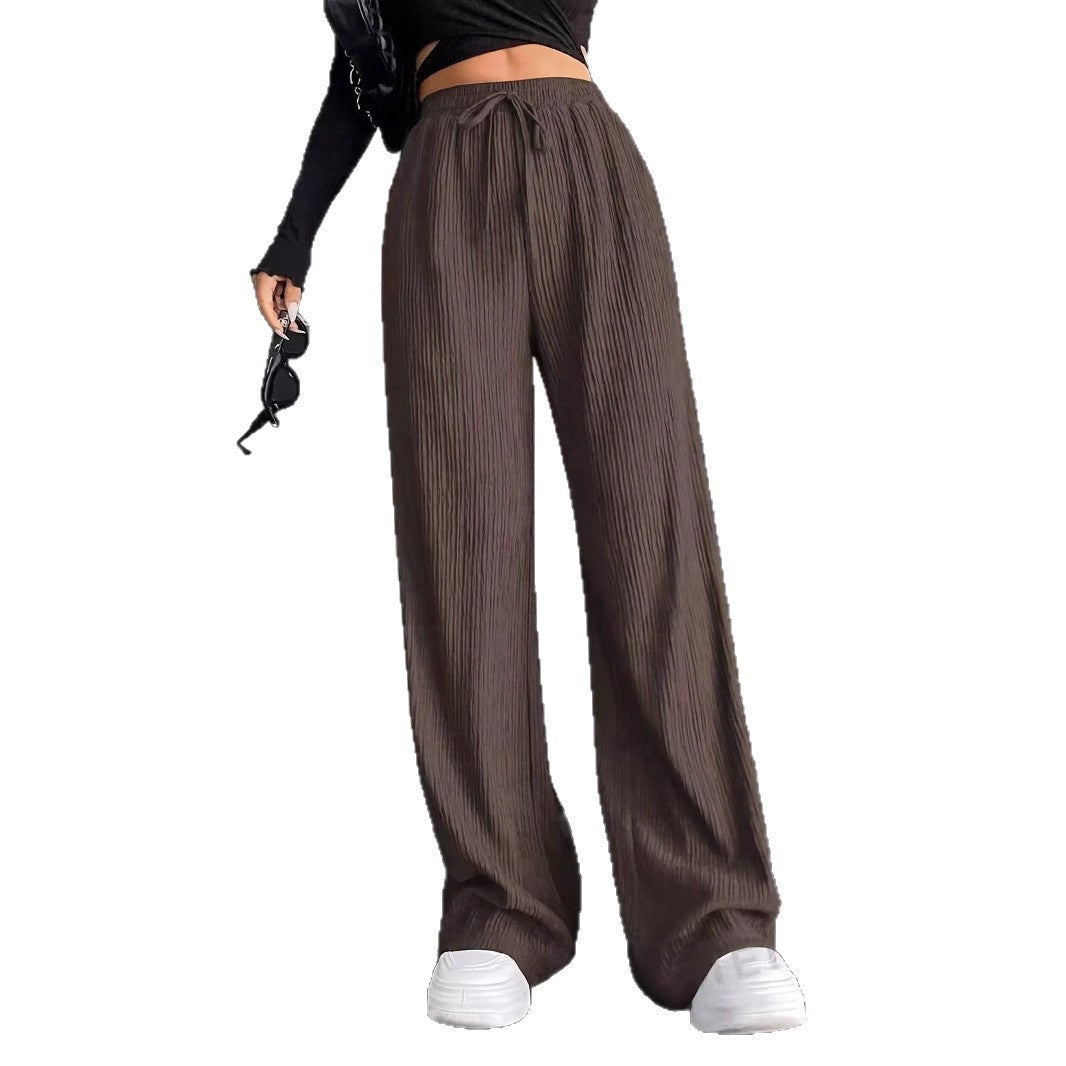 Damernas lösa pluderbyxor med ribbat mönster och elastisk midjeresår Eva Jonsson-Eva Jonsson