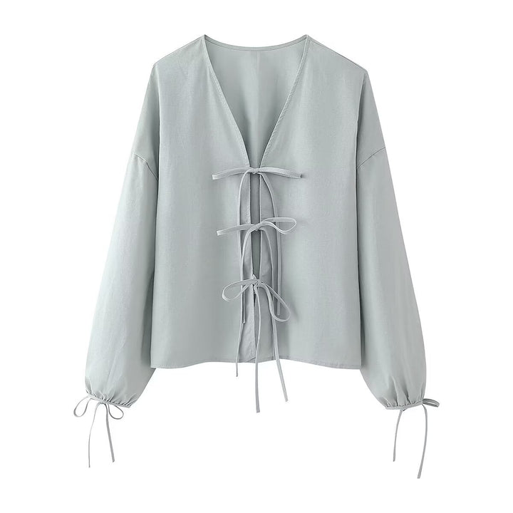 Damernas lösa topp med elegant snörningsdetalj Eva Jonsson-Eva Jonsson