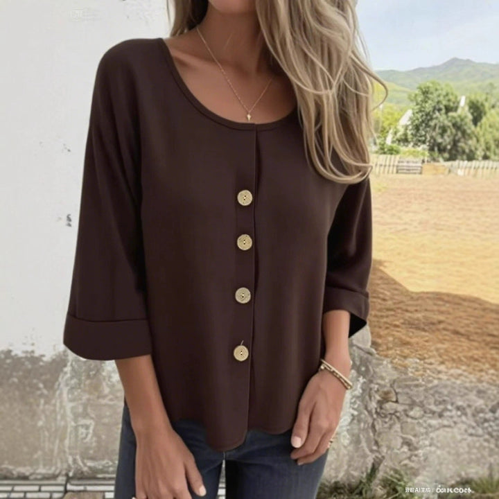 Damernas lösa topp med knappränder Eva Jonsson-Eva Jonsson