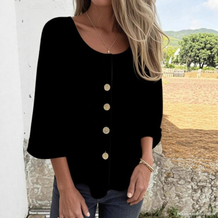 Damernas lösa topp med knappränder Eva Jonsson-Eva Jonsson