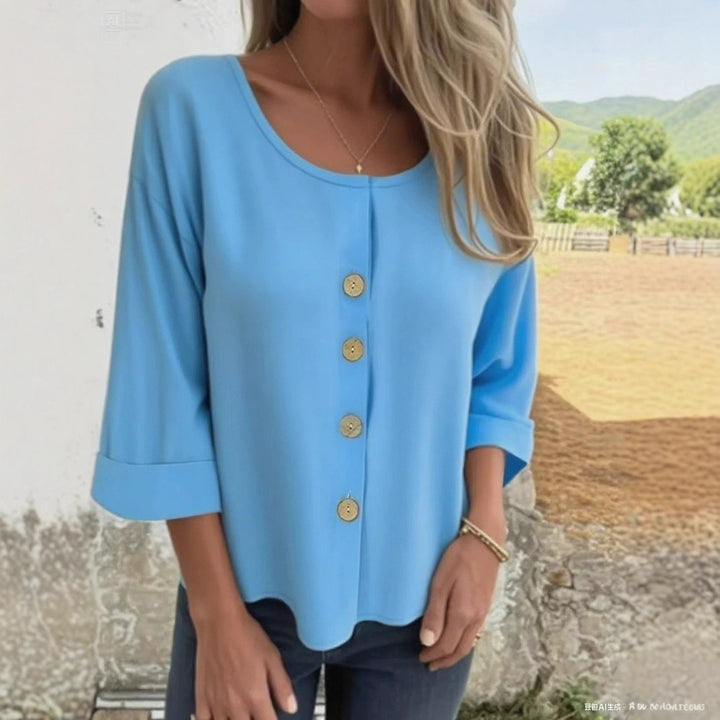 Damernas lösa topp med knappränder Eva Jonsson-Eva Jonsson