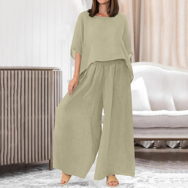 Damernas löst skuren lounge-set med kreativ topp Eva Jonsson-Eva Jonsson