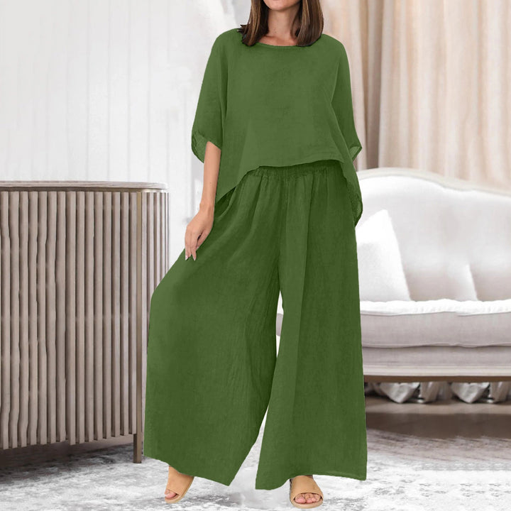 Damernas löst skuren lounge-set med kreativ topp Mirla-Eva Jonsson
