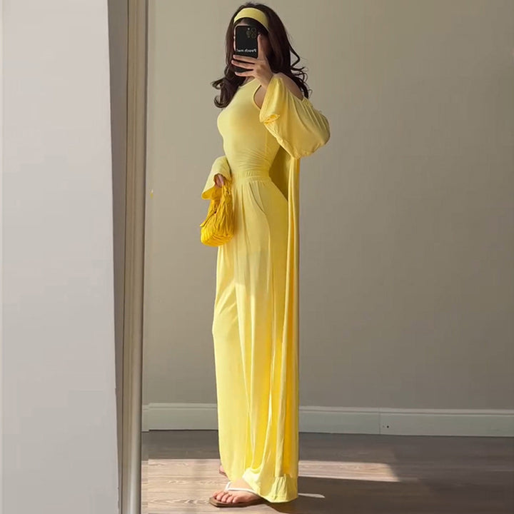 Damernas loungewear-kombination med flödande kimono och bekväm byxa Mirla-Eva Jonsson