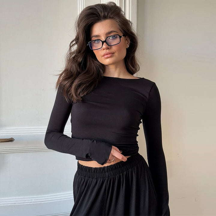 Damernas loungewear-set bestående av långärmad topp och vida byxor Mirla-Eva Jonsson