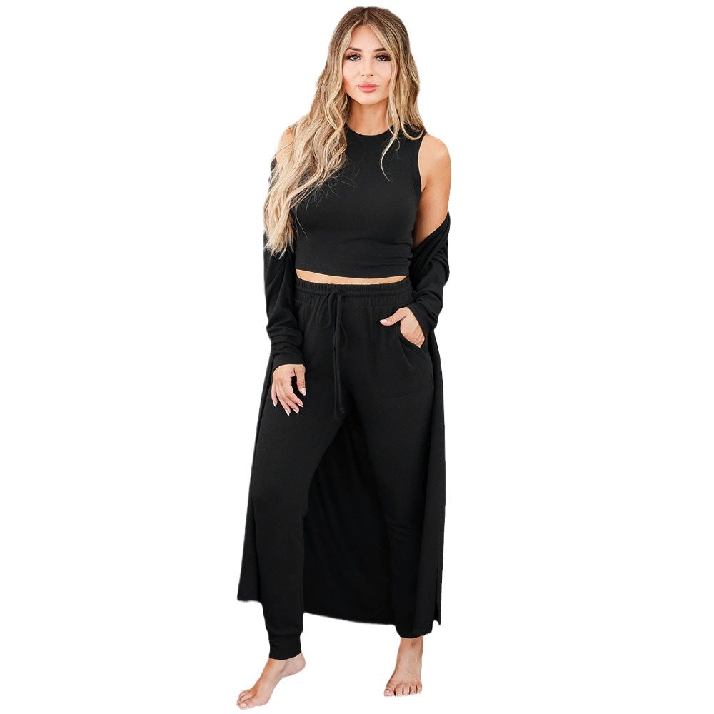 Damernas loungewear-set med öppen kofta och crop-top Mirla-Eva Jonsson