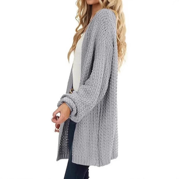 Damernas luftig grovstickad cardigan med vida ärmar och bekväm passform Eva Jonsson-Eva Jonsson
