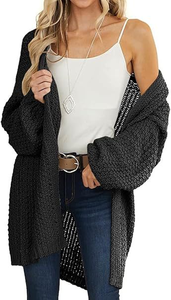 Damernas luftig grovstickad cardigan med vida ärmar och bekväm passform Eva Jonsson-Eva Jonsson