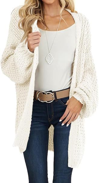 Damernas luftig grovstickad cardigan med vida ärmar och bekväm passform Eva Jonsson-Eva Jonsson